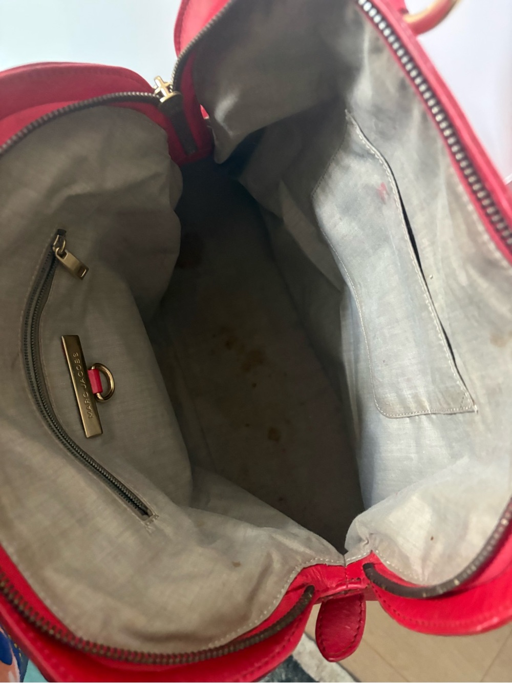 Marc Jacobs Red Leather Satchel with Gold Hardware - Picture 6 of 6